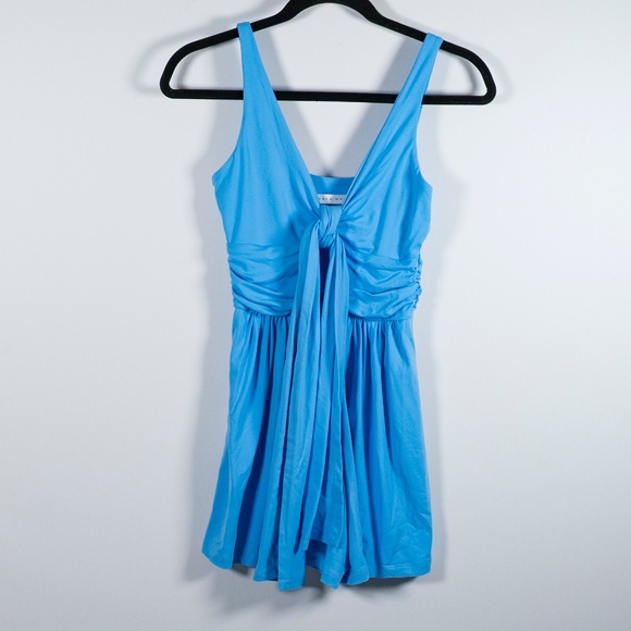 Susana Monaco Tie Tank Jersey Stretch Knit Mini Romper Freshwater Blue XS - Picture 1 of 4